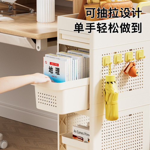 書包架可折曡多功能置物架文具書本收納架洞洞板帶掛鉤抽屜小推車
