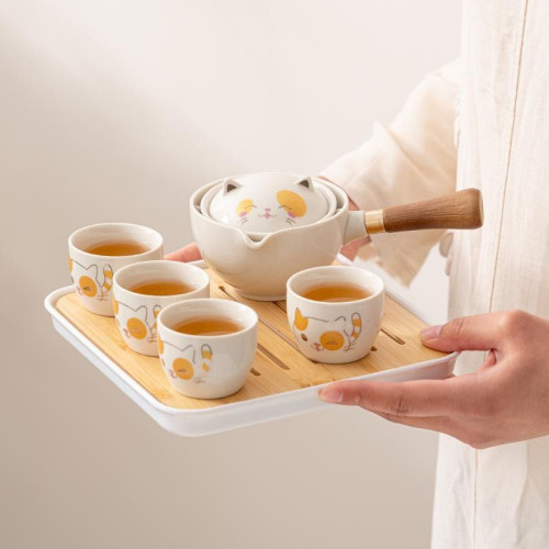 360度功夫茶具套裝 自動旋轉泡茶器家用沖茶壺旅行可攜式禮品