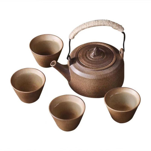 粗陶提梁壺套裝泡茶煮茶圍爐茶壺可攜式旅行功夫茶具套裝車用露營
