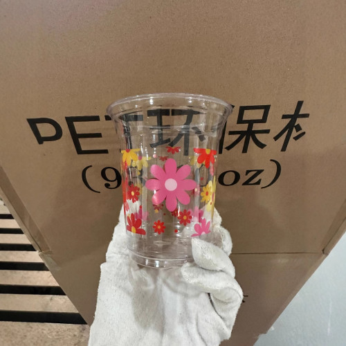 萬聖節派對一次性塑膠杯12oz聖誕節主題pet透明冷飲咖啡杯