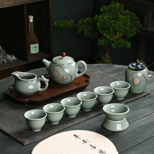 哥窰茶具套裝家用高檔辦公室中式陶瓷茶壺茶杯中秋佳節實用伴手禮