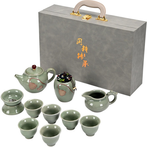 哥窰茶具套裝家用高檔辦公室中式陶瓷茶壺茶杯中秋佳節實用伴手禮