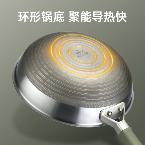 翰樂 鈦鍋無塗層不沾鍋家用炒菜鍋不鏽鋼炒鍋電磁爐瓦斯爐通用