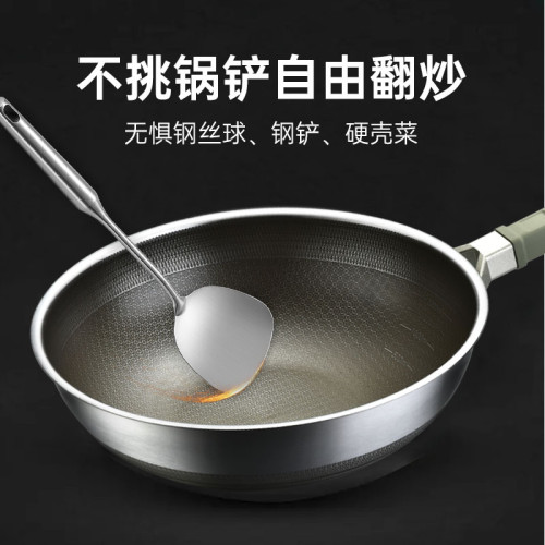 翰樂 鈦鍋無塗層不沾鍋家用炒菜鍋不鏽鋼炒鍋電磁爐瓦斯爐通用