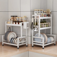 廚房置物架調味碗碟兩用家調料架碗碟筷子晾洗瀝水多用途收納架子