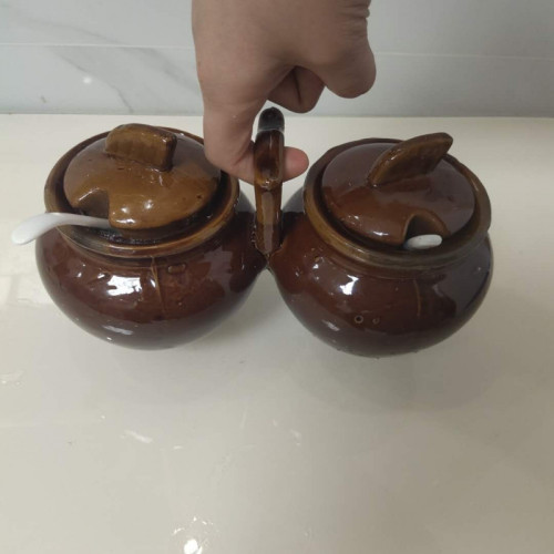 老式油鹽罈子燒烤調料罐廚房網紅陶瓷放鹽飯店商用防潮防漏調料盒