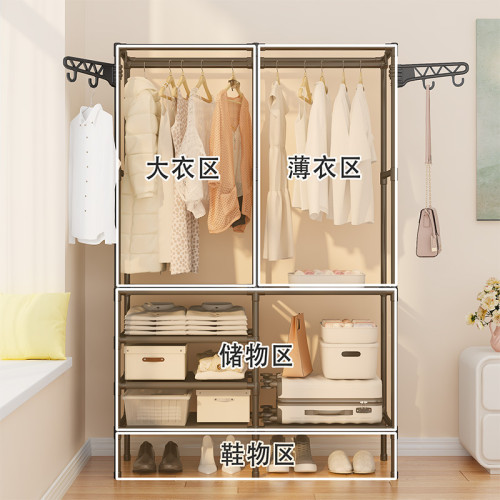 簡易衣帽架多功能落地雙排衣架掛衣架晾衣架臥室家用加固時尚簡約