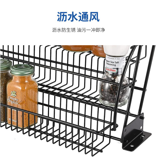 廚房抽拉收納架香料架櫥櫃收納置物架鐵藝桌面三層調料架