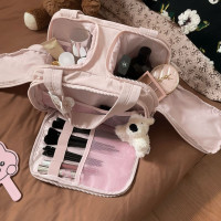 雙寬開口大容量！蓬松化妝包女2024新款高級旅行可攜式洗漱收納包