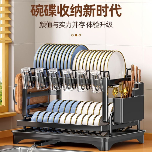廚房置物架瀝水碗架家用台面雙層多功能碗盤筷刀具砧板杯架收納架