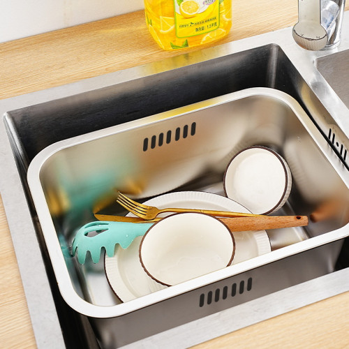 不鏽鋼方形瀝水籃加厚家用洗米篩洗菜盆濾水廚房淘米漏盆