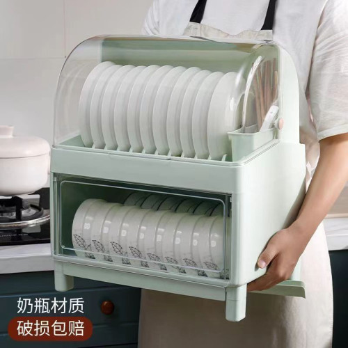 廚房碗架碗筷收納盒帶蓋放餐具裝碗箱碟盤瀝水置物架塑膠碗櫃家用