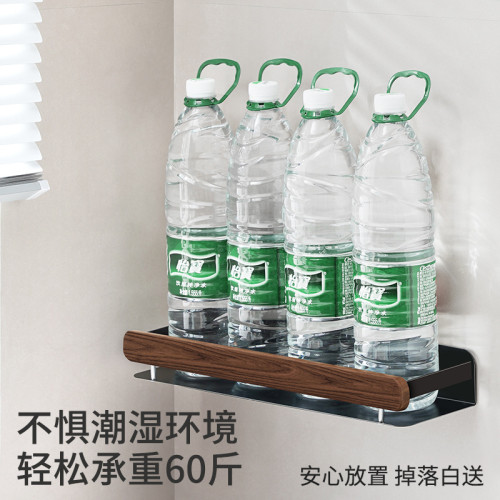 個物廚房置物架胡桃木壁掛式調味料品多功能牆上免打孔鍋蓋收納架