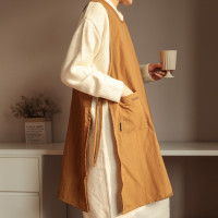 防汙家用圍裙加長日韓式廚房圍兜畫畫咖啡店工作服