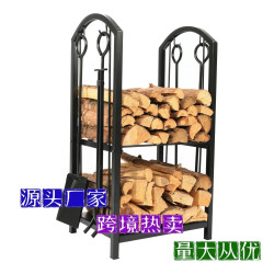 簡約鐵藝柴火架室內外木材儲存架拆卸式柴火壁爐工具置物架
