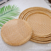 竹編製品籃子細孔無孔竹篩子圓簸箕家用饅頭筐蒸盤晾曬托盤竹盤筐