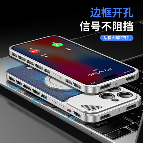 適用蘋果14promax金屬彈扣手機殼iPhone13Pro保護套皮革磁吸支架