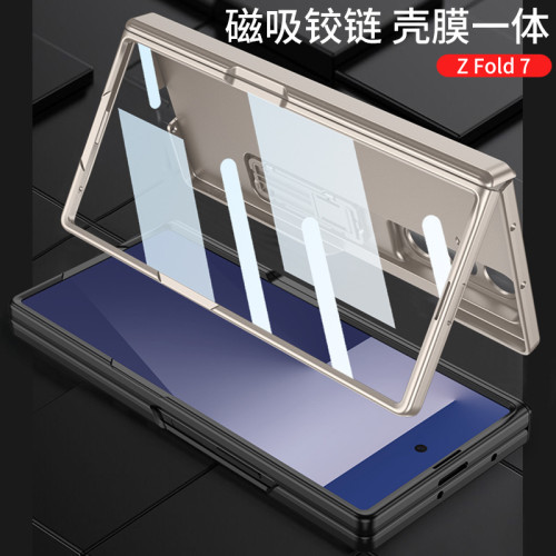 適用三星zfold7膚感磁吸手機殼galaxy ZFOLD7折曡鉸鏈全包磨砂殼