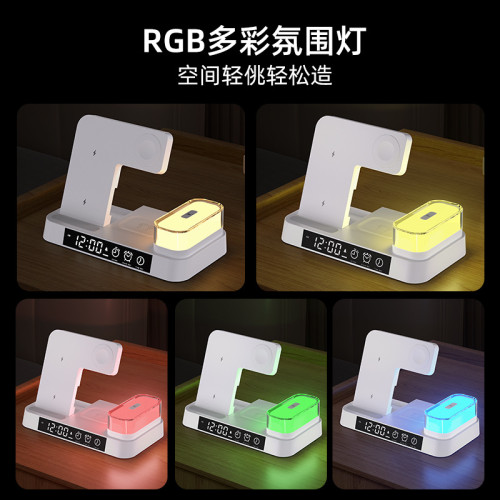 新品三合一無線充電器多功能數碼時鍾25W適用iPhone14/13快充