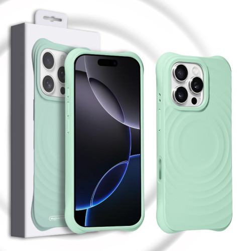 適用iPhone16promax立體波漾磁吸液態矽膠蘋果16一體AI按鍵手機殼