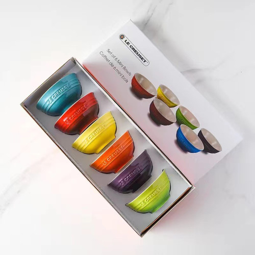 法國酷彩彩虹12cm15cm20碗套裝陶瓷炻瓷米飯碗廚房家用餐具六件套