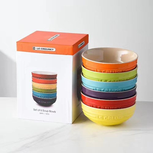 法國酷彩彩虹12cm15cm20碗套裝陶瓷炻瓷米飯碗廚房家用餐具六件套