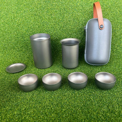 純鈦旅行茶具套裝戶外可攜式超輕露營雙層鷹嘴泡茶器功夫茶具茶杯子