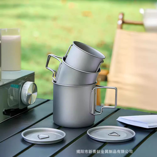 TA1純鈦戶外鈦合金馬克杯水杯咖啡杯露營野營套裝創意可攜式