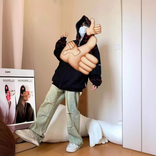 美式潮牌設計感蜘蛛人拉鍊連帽衛衣男女歐美高街oversize開衫外套