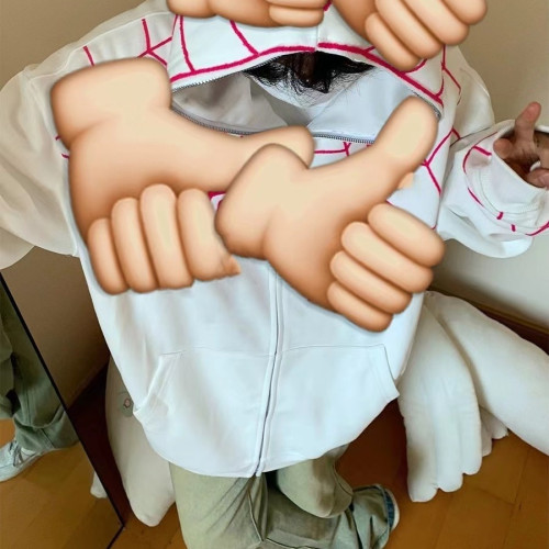 美式潮牌設計感蜘蛛人拉鍊連帽衛衣男女歐美高街oversize開衫外套
