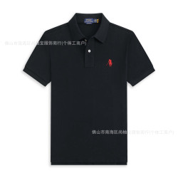 美式休閒POLO短䄂男純棉翻領 寬松大碼小馬標刺綉Polo衫