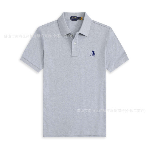 美式休閒POLO短䄂男純棉翻領 寬松大碼小馬標刺綉Polo衫