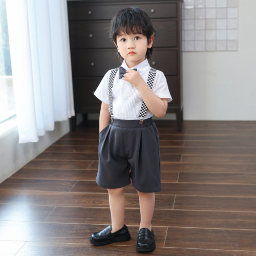男童休閒套裝夏季衣服中小童演出服兒童演講寶寶周嵗花童禮服