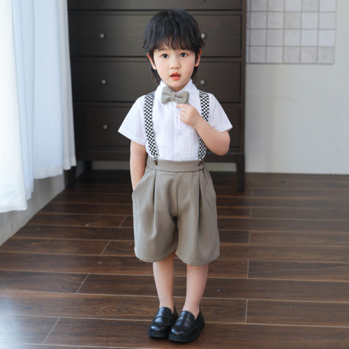 男童休閒套裝夏季衣服中小童演出服兒童演講寶寶周嵗花童禮服