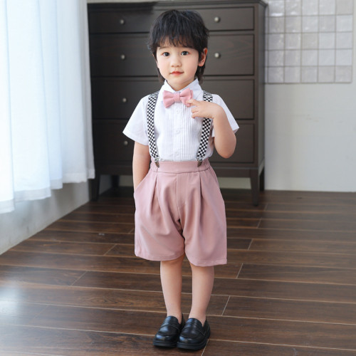 男童休閒套裝夏季衣服中小童演出服兒童演講寶寶周嵗花童禮服