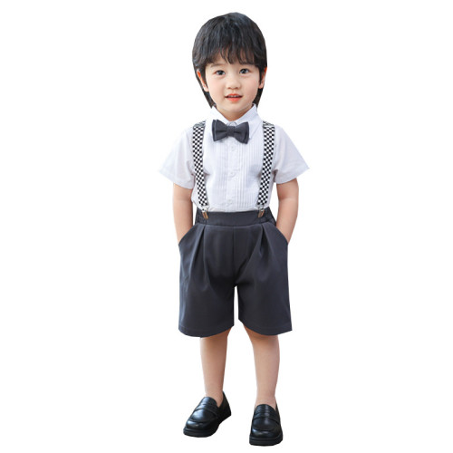 男童休閒套裝夏季衣服中小童演出服兒童演講寶寶周嵗花童禮服