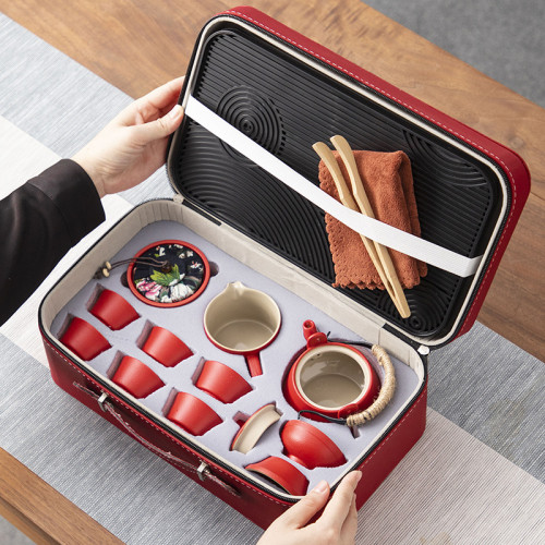 戶外旅行茶具露營可攜式包帶茶盤功夫茶具套裝商務活動國慶婚慶禮品
