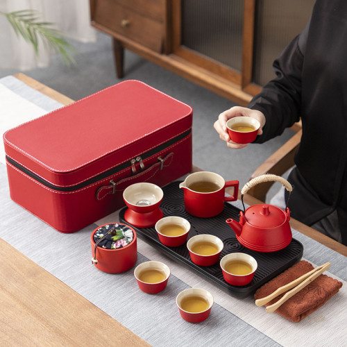 戶外旅行茶具露營可攜式包帶茶盤功夫茶具套裝商務活動國慶婚慶禮品