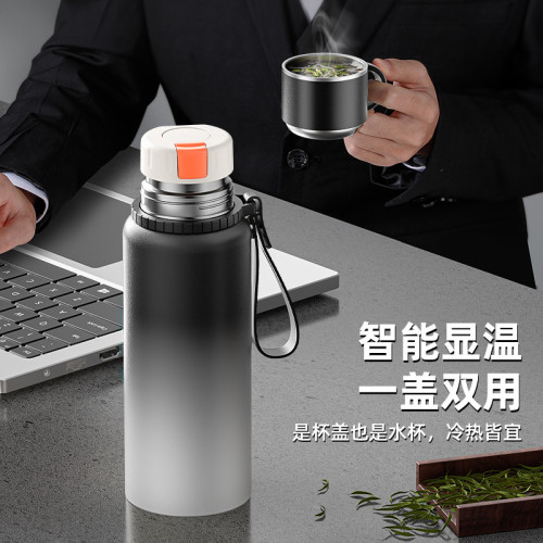 茶水分離大容量保溫杯智能商務雙層不鏽鋼戶外可攜式316水壺