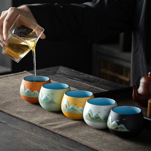 國潮文創禮盒茶具茶杯碗品茗主人杯單杯生日禮品伴手禮遠山小茶杯