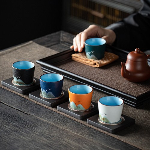 國潮文創禮盒茶具茶杯碗品茗主人杯單杯生日禮品伴手禮遠山小茶杯
