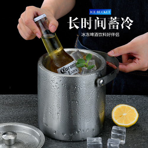 304加厚不鏽鋼冰桶雙層酒桶紅酒冰鎮啤酒冰塊桶KTV酒吧保溫冰酒桶