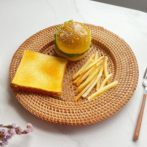 越南秋藤手工編織隔熱墊高級酒店餐廳甜品零食裝飾碗墊凹盤