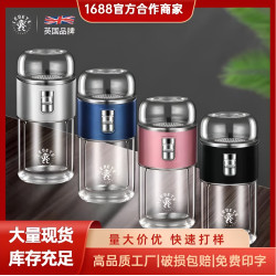 迷你茶水分離保溫杯家用簡約耐高溫水杯可攜式玻璃杯雙層高硼矽杯子