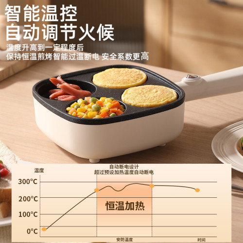 麥飯石早餐機家用雞蛋漢堡鍋插電不沾平底四孔煎蛋神器三合一
