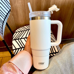 泰碩304鋼保溫杯40oz汽車杯戶外吸管冰霸杯車用大容量手柄杯
