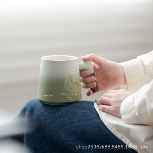 陶瓷茶水分離辦公杯帶蓋過濾泡茶杯國潮高檔馬克杯商務伴手禮禮品