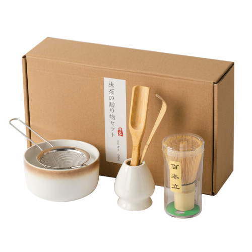 日式抹茶茶具套裝4件套百本立茶筅立茶撥抹茶碗禮盒