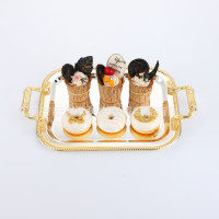 歐式金屬自助餐盤金色銀色酒店西式餐廳酒具餐具收納盤