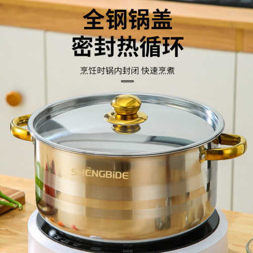 不鏽鋼湯鍋套裝鍍金色雙耳湯鍋具 十件套套組炊具套裝pot